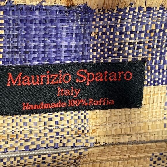 Authentic Maurizio Spatro Italy Purple Plaid Woven Raffia HandmadeTgu To… - Picture 2 of 7